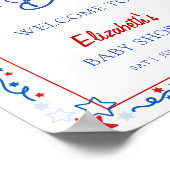 Red White & Due Baby Dusche Begrüßungszeichen Poster (Ecke)