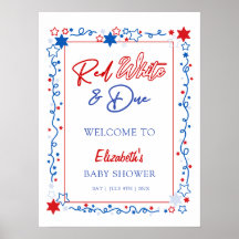 Red White & Due Baby Dusche Begrüßungszeichen