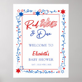 Red White & Due Baby Dusche Begrüßungszeichen Poster