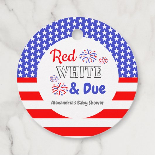 Red White & Due Baby Dusche Geschenkanhänger (Rückseite)