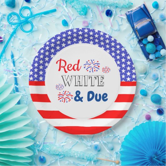 Red White & Due Baby Dusche Pappteller (Party)