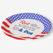 Red White & Due Baby Dusche Pappteller (Schrägansicht)