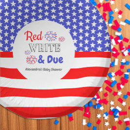 Red White & Due Baby Dusche Pappteller