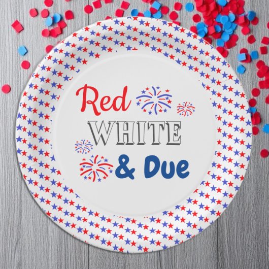 Red White & Due Baby Dusche Pappteller