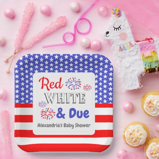 Red White & Due Baby Dusche Pappteller (Party)