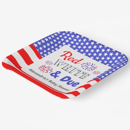 Red White & Due Baby Dusche Pappteller (Gewinkelt)