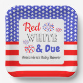 Red White & Due Baby Dusche Pappteller (Vorderseite)