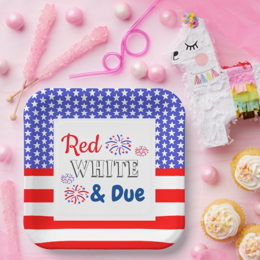 Red White & Due Baby Dusche Pappteller (Party)