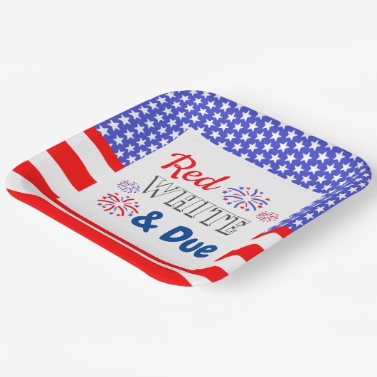 Red White & Due Baby Dusche Pappteller (Gewinkelt)