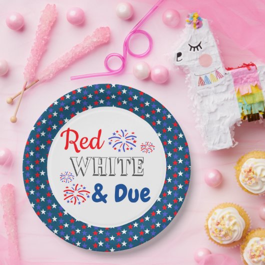 Red White & Due Baby Dusche Pappteller (Party)