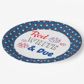 Red White & Due Baby Dusche Pappteller (Schrägansicht)