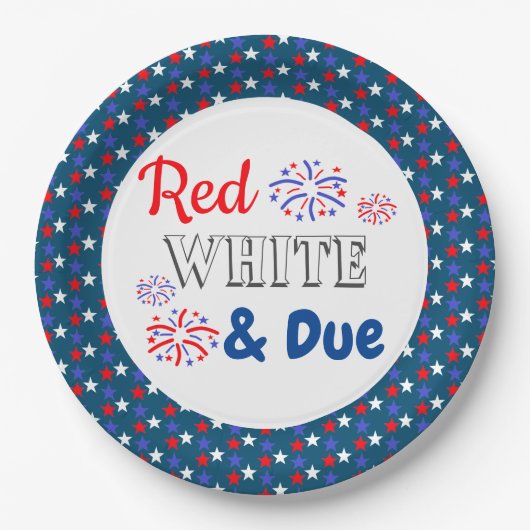 Red White & Due Baby Dusche Pappteller (Vorderseite)