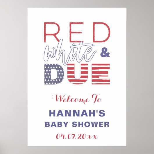 Red White & DUE Baby Dusche Party Begrüßungspaket Poster (Vorne)