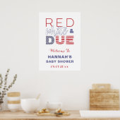 Red White & DUE Baby Dusche Party Begrüßungspaket Poster (Küche)