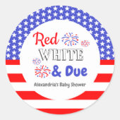 Red White & Due Baby Dusche Runder Aufkleber (Vorderseite)