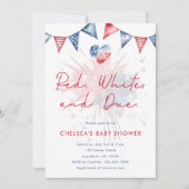Red White & Due Baby Shower Invitation Einladung (Vorderseite)