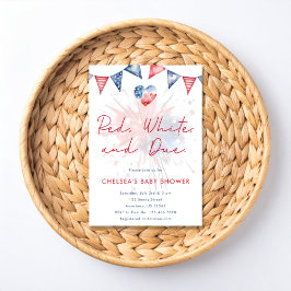 Red White & Due Baby Shower Invitation Einladung