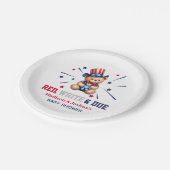 Red White Due Bear 4. Juli Babydusche Pappteller (Schrägansicht)