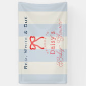 Red White & Due Blue Bow Stripes Boy Baby Shower Banner (Vertikal)