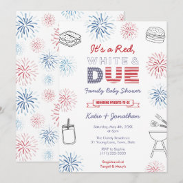 Red White Due Family Baby Dusche Party am 4. Juli Einladung