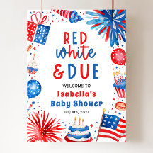 Red White & Due Gender Neutral Baby Dusche Willkom