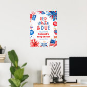 Red White & Due Gender Neutral Baby Shower Welcome Poster (Heimbüro)