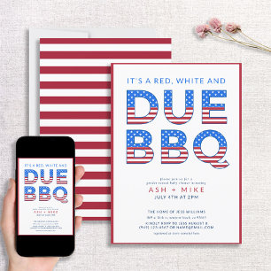 Red White & Due GRILLEN Gender Reveal Baby Dusche Einladung