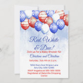 Red White & Due Independence Day Baby Shower Einladung (Vorderseite)