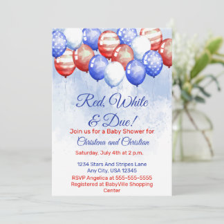 Red White & Due Independence Day Baby Shower Einladung
