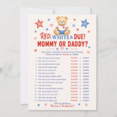Red White & Due Mommy oder Daddy Spiel Einladung (Vorderseite)