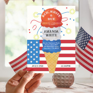 Red White Due Patriotic 4. Baby Dusche Einladung