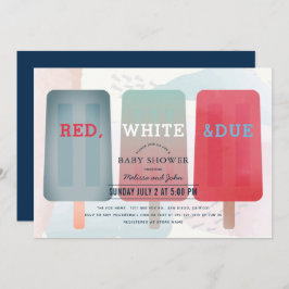Red White & Due Popsim 4. Juli Babydusche Einladung