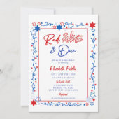 Red White & Due Stars 4. Juli Babydusche Einladung (Vorderseite)