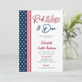 Red White & Due Stars 4. Juli Babydusche Einladung (Stehend Vorderseite)