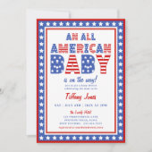 Red White & Due Stars 4. Juli Babydusche Einladung (Vorderseite)