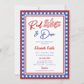 Red White & Due Stars 4. Juli Babydusche Einladung (Vorderseite)