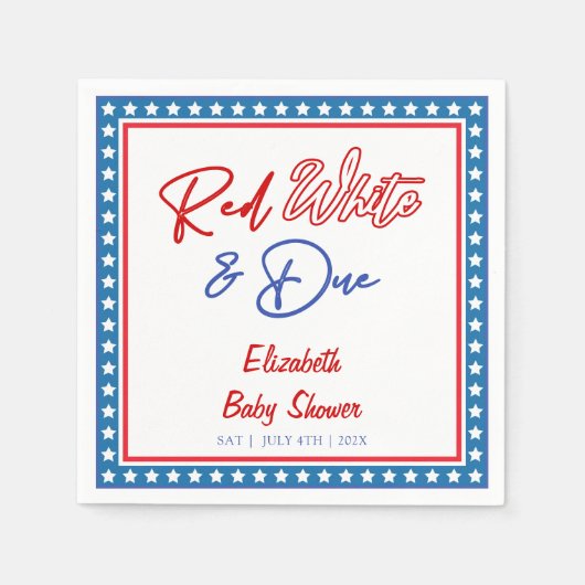 Red White & Due Stars 4. Juli Babydusche Serviette (Vorderseite)