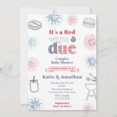 Red White Due Summer Baby Dusche Party Einladung (Vorderseite)