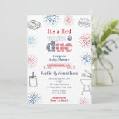 Red White Due Summer Baby Dusche Party Einladung (Stehend Vorderseite)