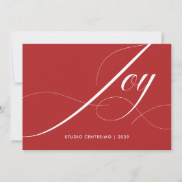 Red White Elegant Modern Joy Corporate Logo Feiertagskarte
