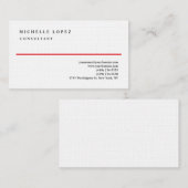 Red White Elegant Plain Professional Linen Visitenkarte (Vorne/Hinten)