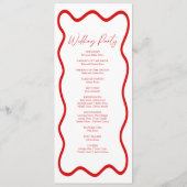 Red White Elegant Wavy Border Wedding Programm (Rückseite)