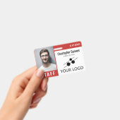 Red White Employee ID Foto & Large Logo Ausweis (Handheld)