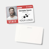 Red White Employee ID Foto & Large Logo Ausweis (Vorder- & Rückseite)