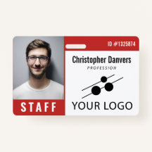 Red White Employee ID Foto & Large Logo