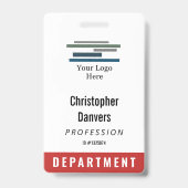 Red White Employee ID Large Logo Ausweis (Vorderseite)