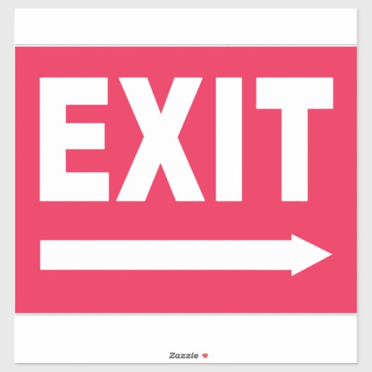 Red & White Exit Sign Aufkleber (Blatt)