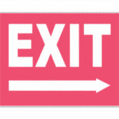 Red & White Exit Sign Aufkleber (Vorderseite)