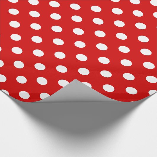 Red White Extra Large Polka Dot Muster Geschenkpapier (Ecke)