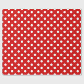 Red White Extra Large Polka Dot Muster Geschenkpapier (Flach)